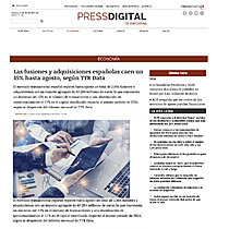 Las fusiones y adquisiciones espaolas caen un 15% hasta agosto, segn TTR Data